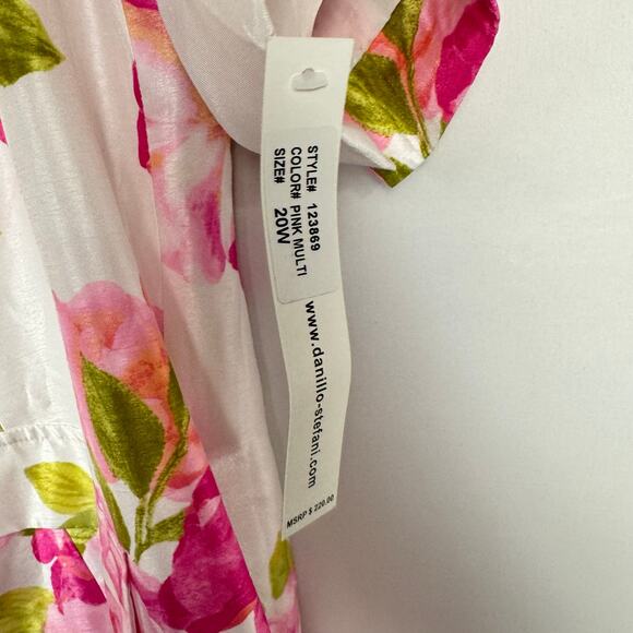 Danillo Woman Floral Textured Satin Long Blazer 3/4 Sleeve Button Up Elegant 20W - Picture 8 of 14